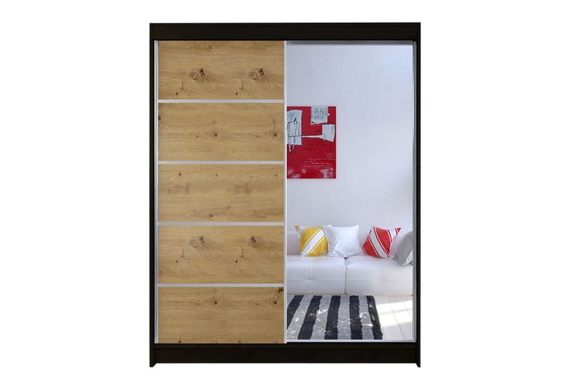 Pickering Garderob 150 cm i Ljust Trä, Svart|Vit|Brun