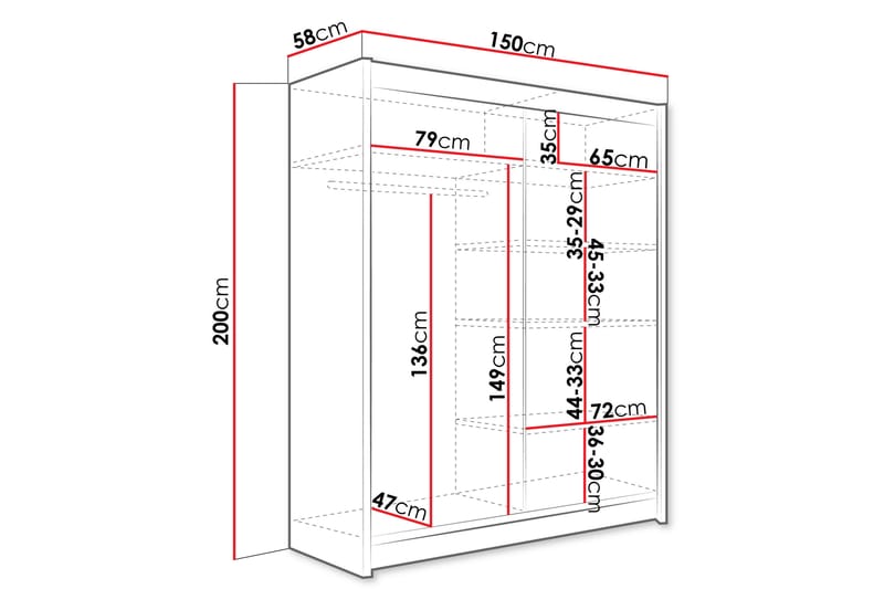 Pickering Garderob 150x200 cm - Svart/Brun - Förvaring - Klädförvaring - Garderob & garderobssystem