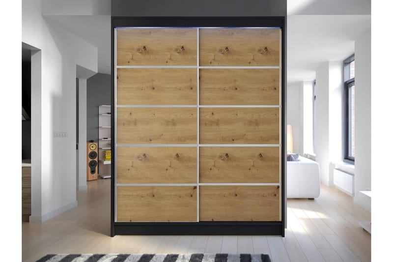Pickering Garderob 150x200 cm - Svart/Brun - Förvaring - Klädförvaring - Garderob & garderobssystem