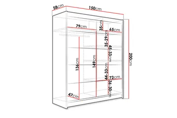 Pickering Garderob 150x200 cm - Svart/Vit - Förvaring - Klädförvaring - Garderob & garderobssystem