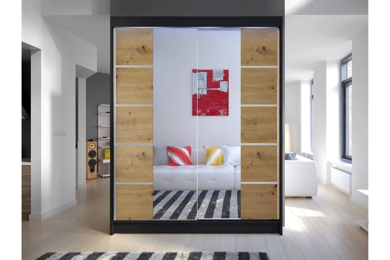 Pickering Garderob m. Spegel 150x200 cm - Grå - Förvaring - Klädförvaring - Garderob & garderobssystem