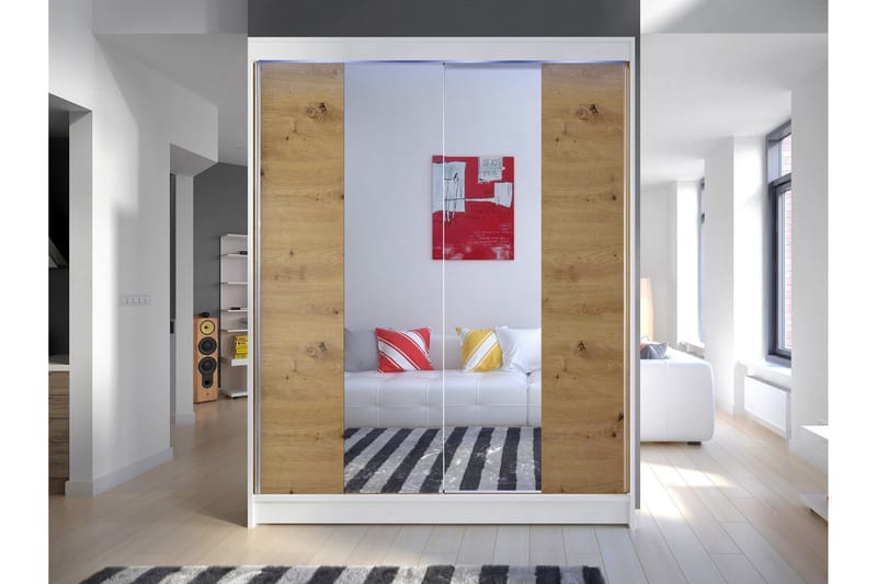 Pickering Garderob m. Spegel 150x200 cm - Svart - Förvaring - Klädförvaring - Garderob & garderobssystem