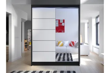 Pickering Garderob m. Spegel 150x200 cm - Svart/Vit - Förvaring - Klädförvaring - Garderob & garderobssystem
