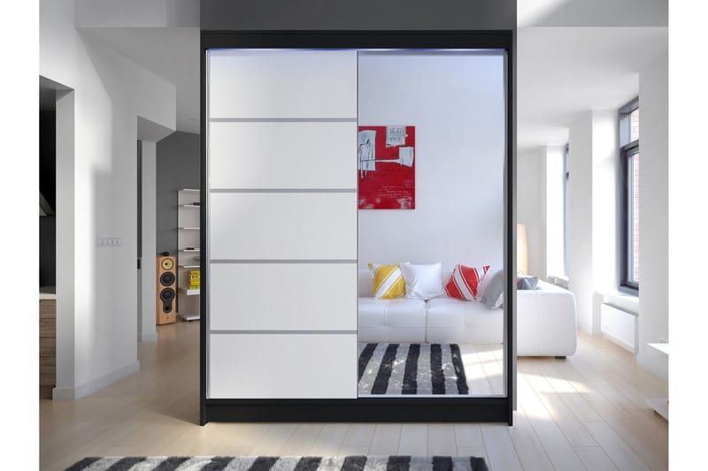 Pickering Garderob m. Spegel 150x200 cm - Svart/Vit - Förvaring - Klädförvaring - Garderob & garderobssystem