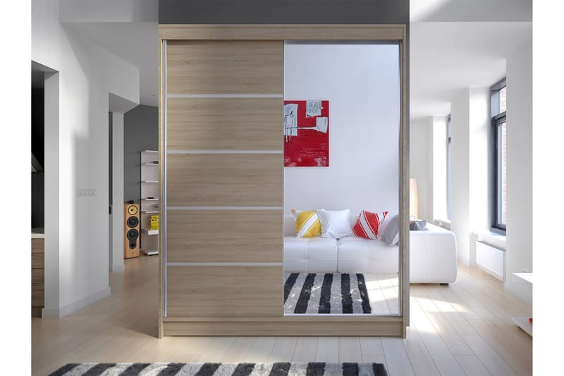 Pickering Garderob med Spegel 150x200 cm - Beige - Förvaring - Klädförvaring - Garderob & garderobssystem