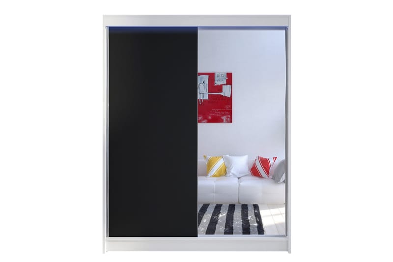 Pickering Garderob med Spegel 150x200 cm, Svart/Vit