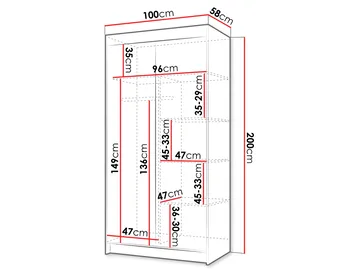 Piedras Garderob 100x200 cm - Brun - Förvaring - Klädförvaring - Garderob & garderobssystem - Klädskåp & fristående garderob