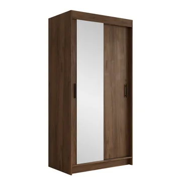 Piedras Garderob med spegel 100x200 cm - Brun - Förvaring - Klädförvaring - Garderob & garderobssystem