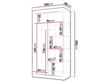 Piedras Garderob med spegel 100x200 cm - Brun - Förvaring - Klädförvaring - Garderob & garderobssystem