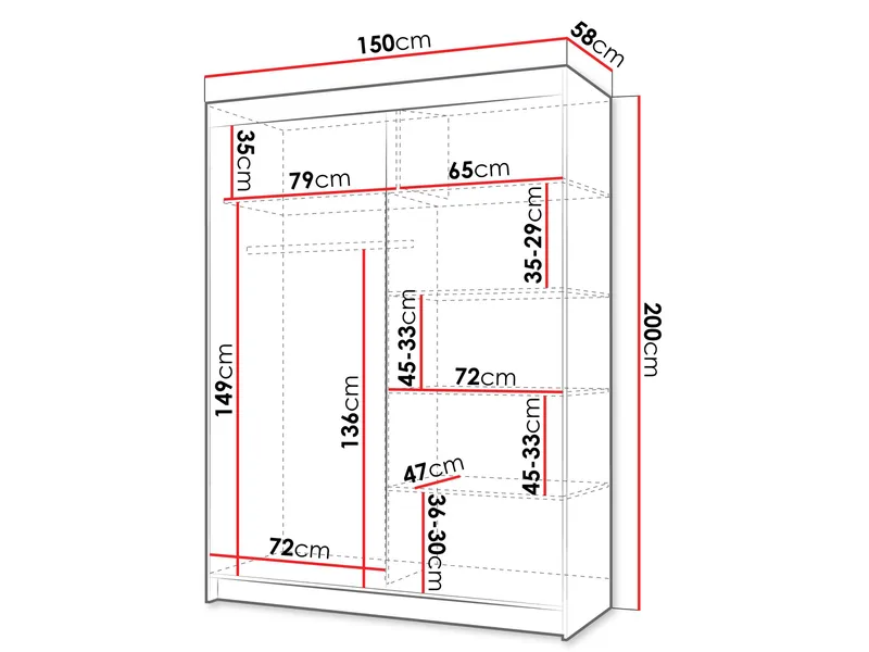 Piedras Garderob med spegel 150x200 cm - Brun - Förvaring - Klädförvaring - Garderob & garderobssystem
