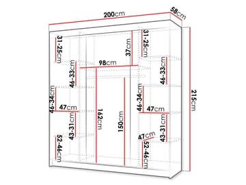 Piedras Garderob med spegel 200x215 cm - Brun - Förvaring - Klädförvaring - Garderob & garderobssystem