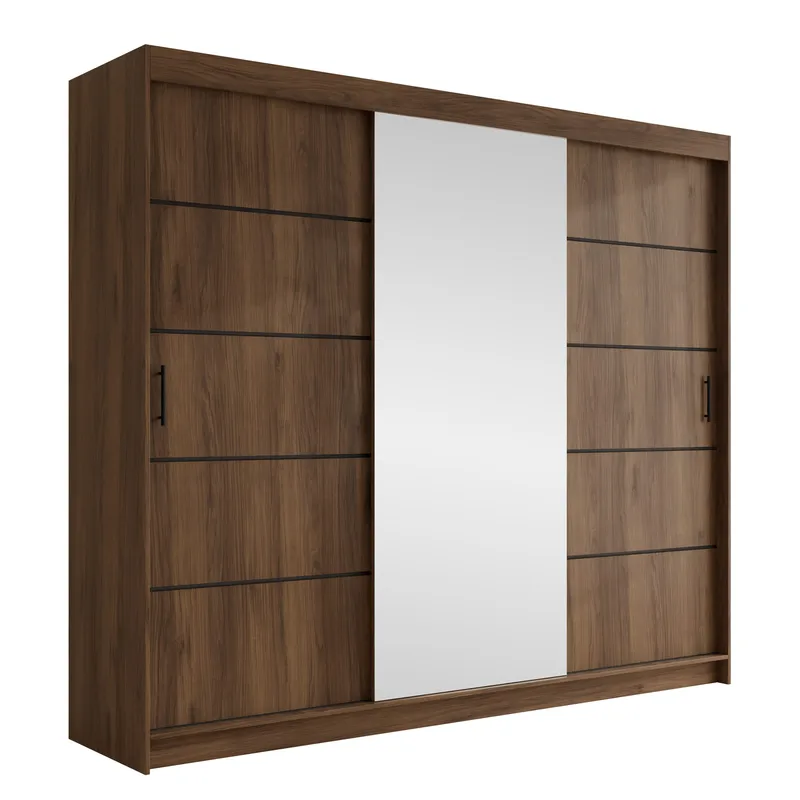Piedras Garderob med spegel 250x215 cm, Brun