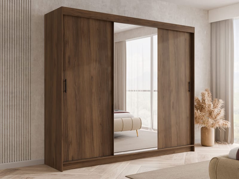 Piedras Garderob med spegel 250x215 cm - Brun - Förvaring - Klädförvaring - Garderob & garderobssystem