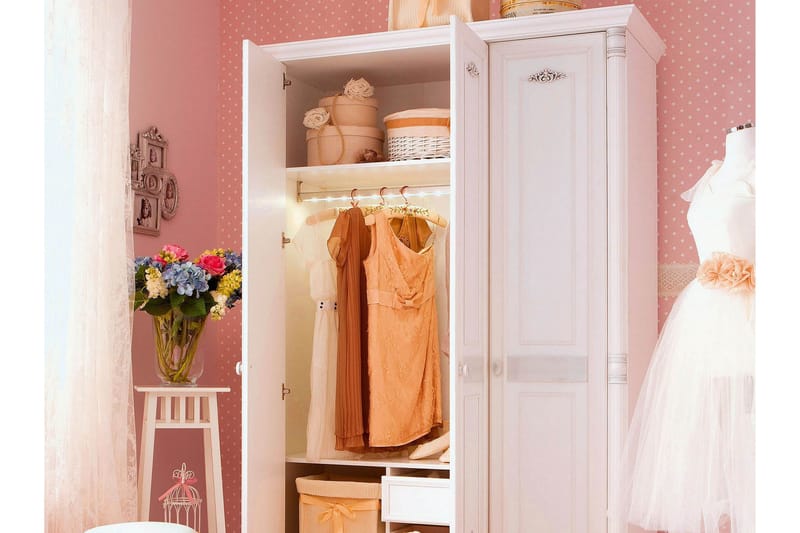 Pilialoha Garderob 140x203 cm Vit - Hanah Home - Garderob & garderobssystem - Klädskåp & fristående garderob