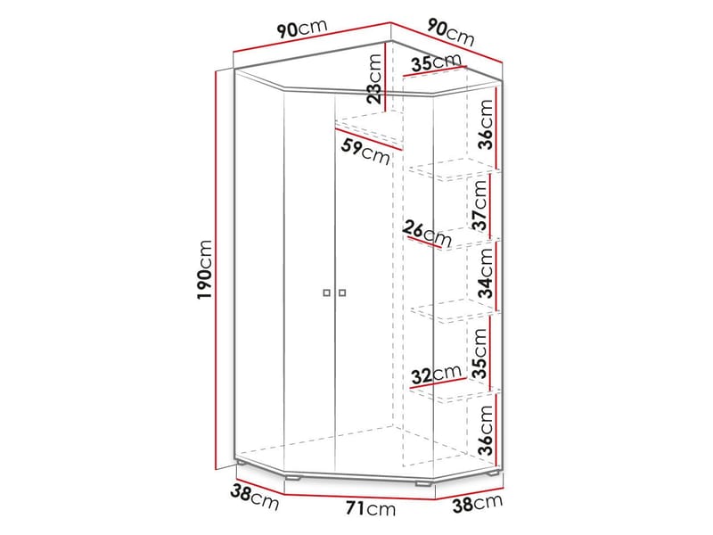 Planeta Garderob 90 cm - Förvaring - Klädförvaring - Garderob & garderobssystem - Hörngarderob