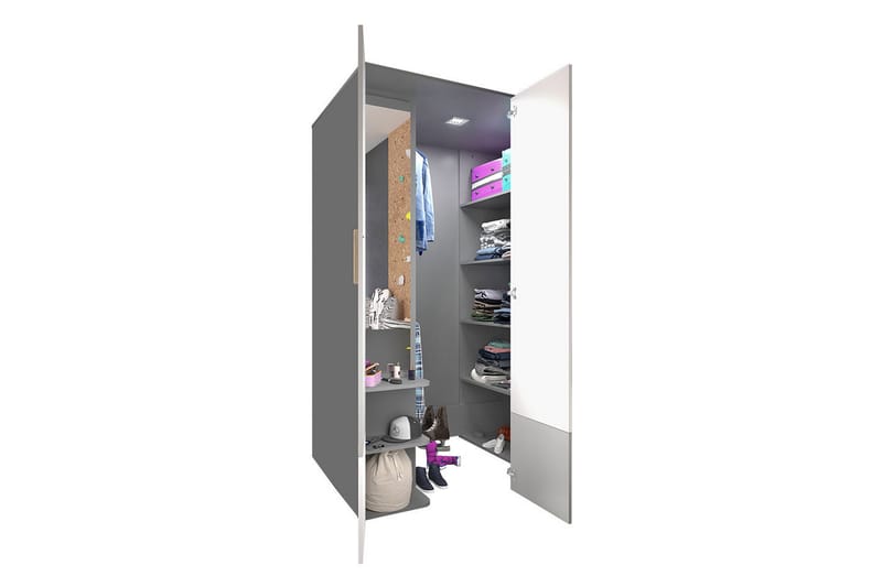 Pok Garderob 130x93x193 cm - Grå/Svart/Vit - Förvaring - Kl�ädförvaring - Garderob & garderobssystem