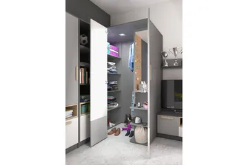 Pok Garderob 130x93x193 cm - Grå/Svart/Vit - Förvaring - Klädförvaring - Garderob & garderobssystem