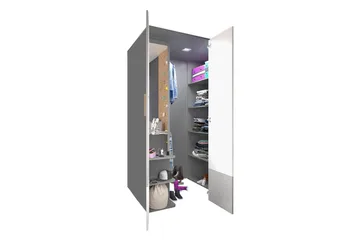 Pok Garderob 130x93x193 cm - Grå/Svart/Vit - Förvaring - Klädförvaring - Garderob & garderobssystem