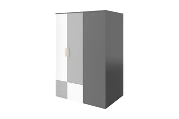 Pok Garderob 130x93x193 cm - Grå/Svart/Vit - Förvaring - Klädförvaring - Garderob & garderobssystem