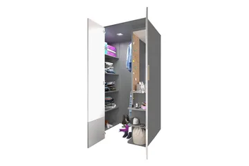 Pok Garderob 130x93x193 cm - Grå/Svart/Vit - Förvaring - Klädförvaring - Garderob & garderobssystem