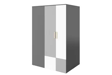 Pok Garderob 130x93x193 cm - Grå/Svart/Vit - Förvaring - Klädförvaring - Garderob & garderobssystem