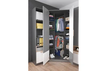 Pok Garderob 95x95x193 cm - Grå/Svart/Vit - Förvaring - Klädförvaring - Garderob & garderobssystem - Hörngarderob