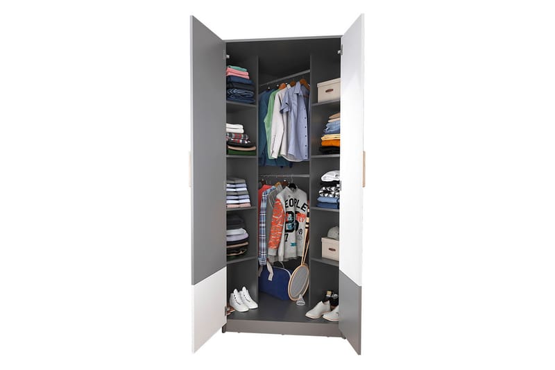Pok Garderob 95x95x193 cm - Grå/Svart/Vit - Förvaring - Klädförvaring - Garderob & garderobssystem