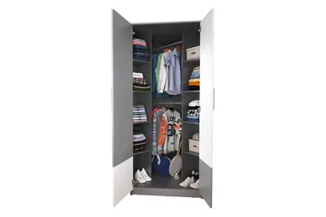 Pok Garderob 95x95x193 cm - Grå/Svart/Vit - Förvaring - Klädförvaring - Garderob & garderobssystem - Hörngarderob