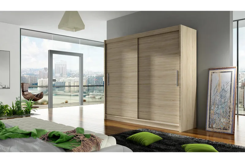 Prag Garderob 180 cm Skjutdörrar - Beige/Trä/Natur - Förvaring - Klädförvaring - Garderob & garderobssystem