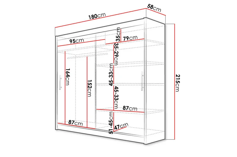 Prag Garderob 180 cm Skjutdörrar - Beige/Trä/Natur - Förvaring - Klädförvaring - Garderob & garderobssystem