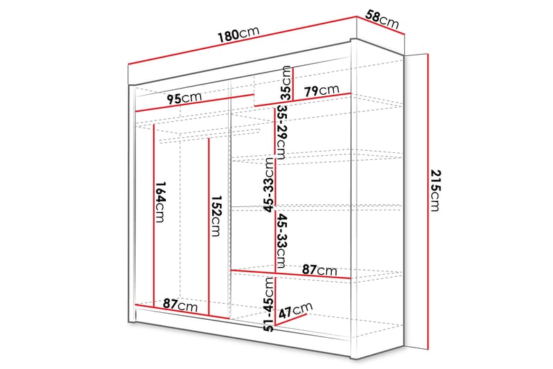 Prag Garderob 180x215 cm - Svart - Förvaring - Klädförvaring - Garderob & garderobssystem