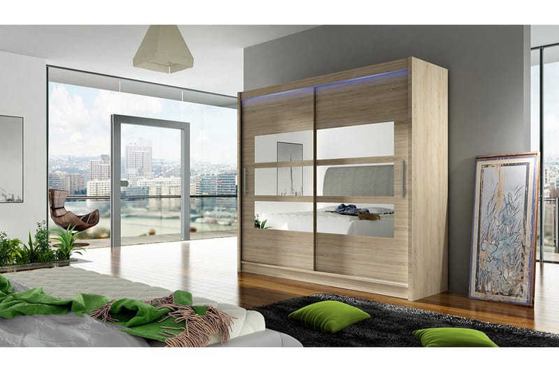 Prag Garderob 180x57x215 cm - Beige - Förvaring - Klädförvaring - Garderob & garderobssystem