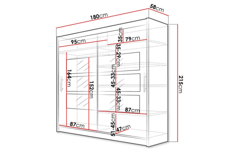 Prag Garderob 180x57x215 cm - Beige - Förvaring - Klädförvaring - Garderob & garderobssystem