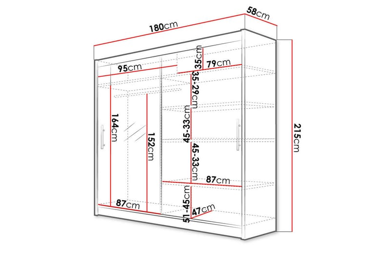 Prag Garderob 180x57x215 cm - Beige - Förvaring - Klädförvaring - Garderob & garderobssystem