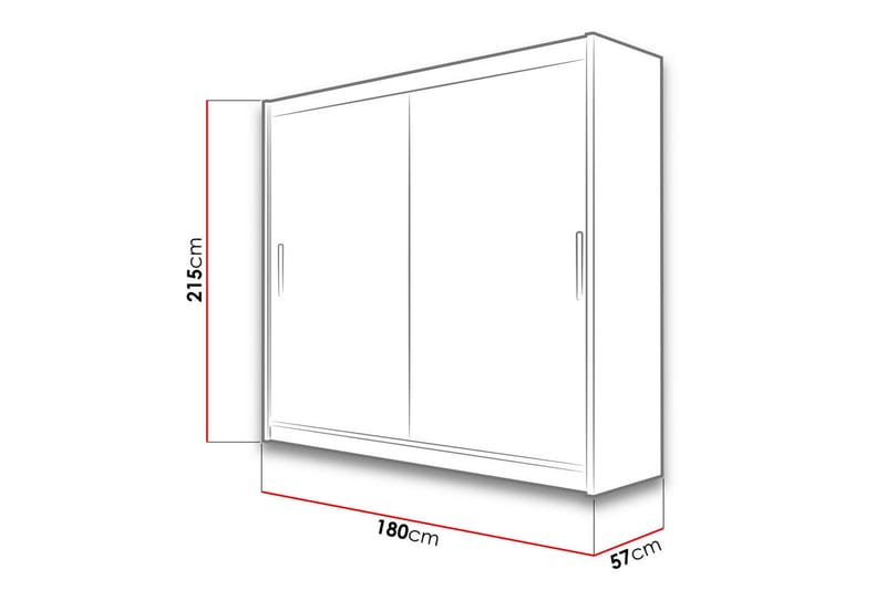 Prag Garderob 180x57x215 cm - Beige - Förvaring - Klädförvaring - Garderob & garderobssystem - Klädskåp & fristående garderob