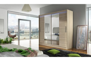 Prag Garderob 180x57x215 cm - Beige|Vit - Förvaring - Klädförvaring - Garderob & garderobssystem