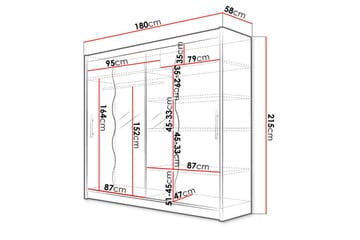 Prag Garderob 180x57x215 cm - Beige|Vit - Förvaring - Klädförvaring - Garderob & garderobssystem