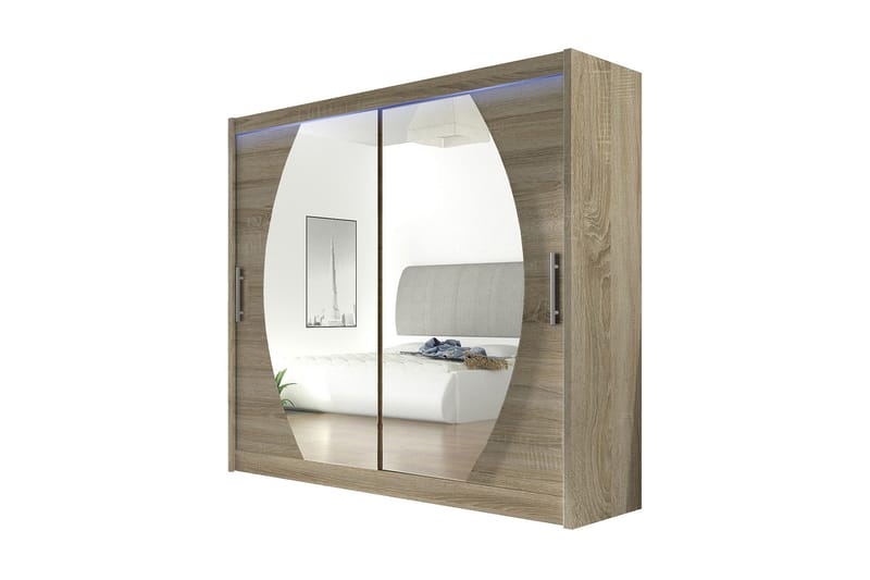 Prag Garderob 180x57x215 cm, Beige|Vit