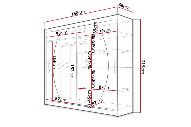 Prag Garderob 180x57x215 cm - Beige|Vit - Förvaring - Klädförvaring - Garderob & garderobssystem