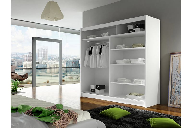 Prag Garderob 180x57x215 cm LED-belysning Scandinavian Choice Black - Förvaring - Klädförvaring - Garderob & garderobssystem