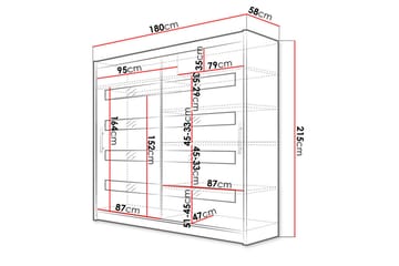 Prag Garderob med Förvaring 180x215 cm i Trä - Vit - Förvaring - Klädförvaring - Garderob & garderobssystem