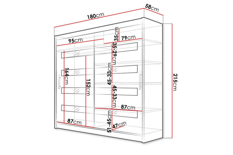 Prag Garderob med Förvaring 180x215 cm i Trä - Vit - Förvaring - Klädförvaring - Garderob & garderobssystem