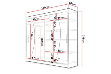 Prag Garderob med Spegel 180x215 cm - Svart - Förvaring - Klädförvaring - Garderob & garderobssystem