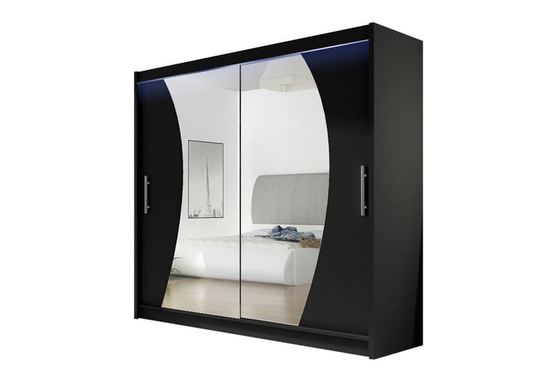 Prag Garderob med Spegel 180x215 cm, Svart