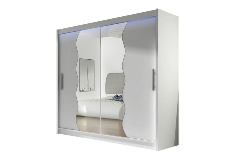 Prag Garderob med Spegel 180x215 cm, Vit