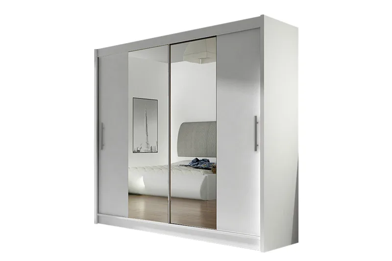 Prag Garderob Skjutdörrar Smal Spegel - Vit/Spegel - Förvaring - Klädförvaring - Garderob & garderobssystem