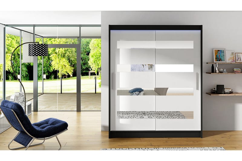 Presto Garderob 58x150 cm LED-belysning - Svart/Vit - Förvaring - Klädförvaring - Garderob & garderobssystem