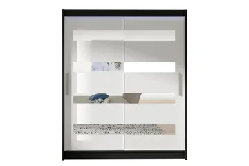 Presto Garderob 58x150 cm LED-belysning - Svart/Vit - Förvaring - Klädförvaring - Garderob & garderobssystem