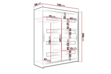 Presto Garderob 58x150 cm - Svart - Förvaring - Klädförvaring - Garderob & garderobssystem