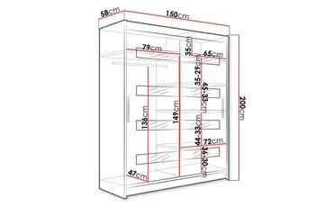 Presto Garderob 58x150 cm - Svart - Förvaring - Klädförvaring - Garderob & garderobssystem